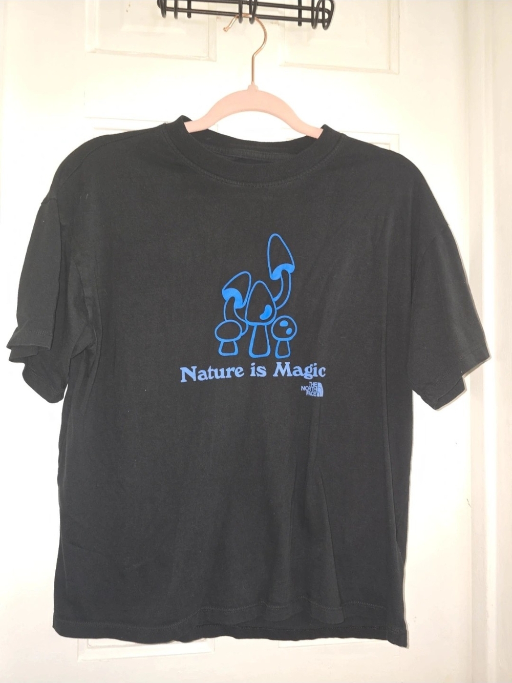 The North Face Black Short Sleeve Tee with Blue Mushroom Graphic